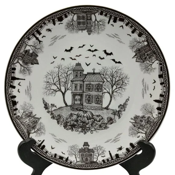 Lenox Haunted Village Four-Piece Place Set Dessert Plate Set 8” - Picture 4 of 16